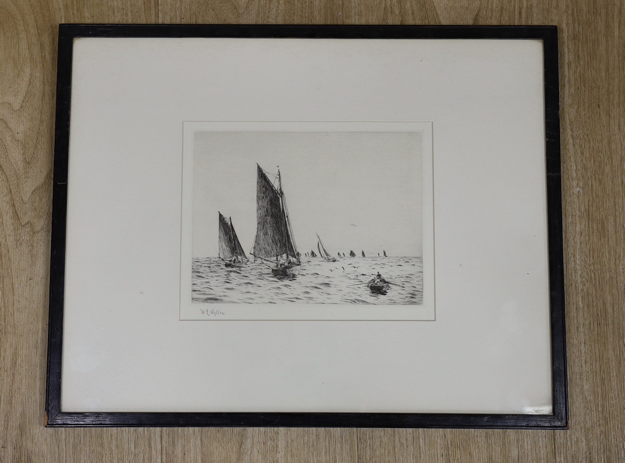 William Lionel Wyllie (1851-1931), drypoint etching, 'Fishing boats, Hamilton Bank', signed in pencil, 16 x 21cm